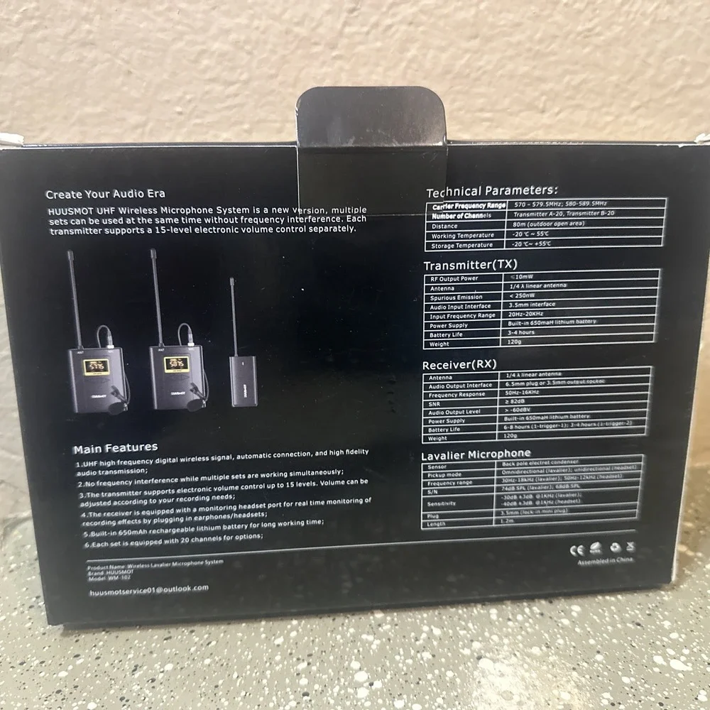 Wireless Lavalier Microphone System - HUUSMOT Wireless Mic System‎ with Lavalier
